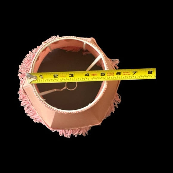 2 Lamps Victorian Mid-Century with Pink Fringe Shades Porcelain Base Flowers - Picture 5 of 16